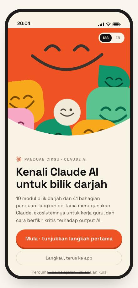 Halaman awal aplikasi dengan maskot
