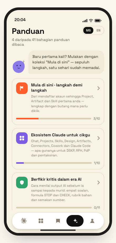 Hub panduan di dalam aplikasi